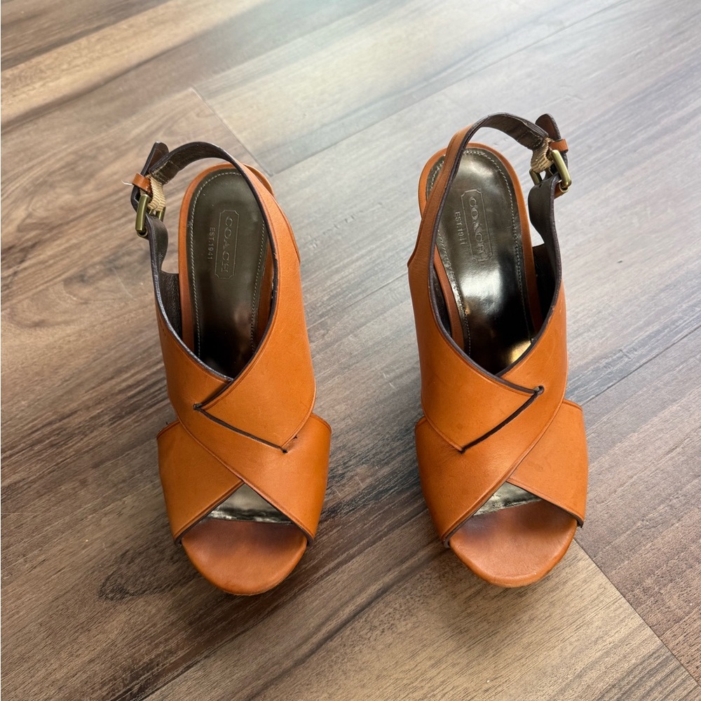 Coach Women's Tan Leather Sandals